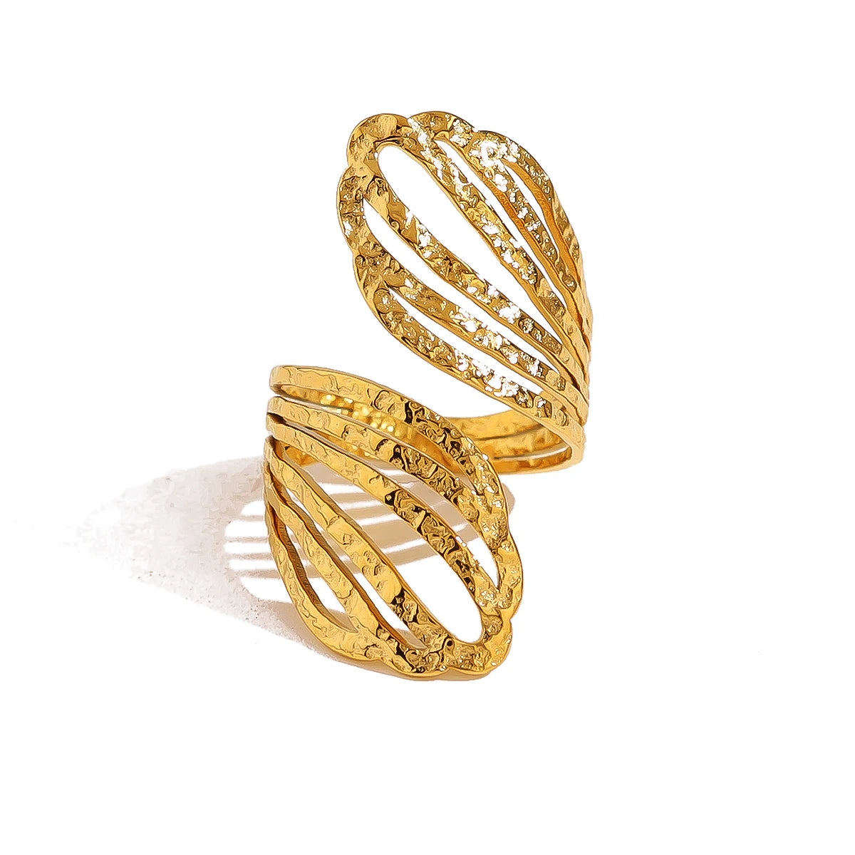 WILD & FREE 18K Gold Plated Stainless Steel Rings for Women Irregular Hammered Metal Texture Statement Jewelry WILD & FREE 18K Gold Plated Stainless Steel Rings for Women Irregular Hammered Metal Texture Statement Jewelry