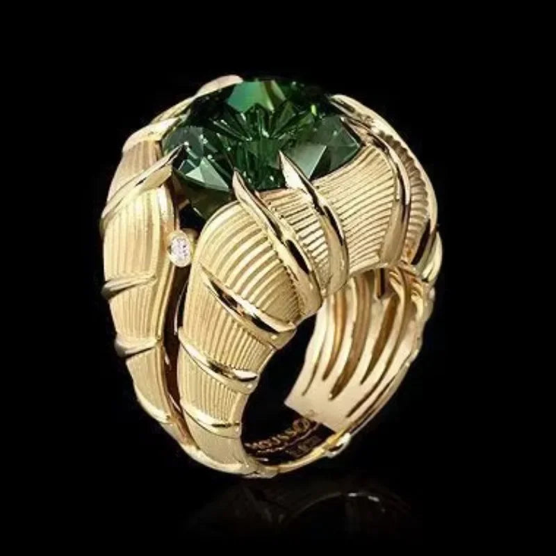 Alloy Ring with Single-Grain Inlaid Water Drop Main Stone 5x7mm Size Adjustable Fashion Jewelry