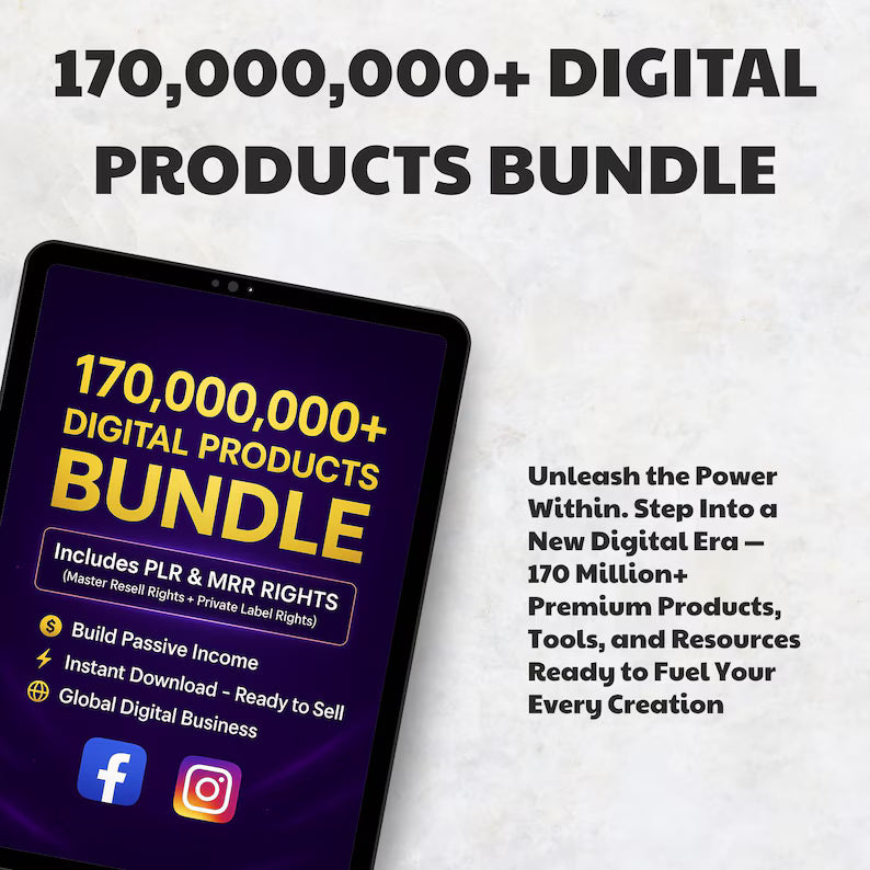 170M+ Digital Products Bundle | PLR & MRR Rights Included