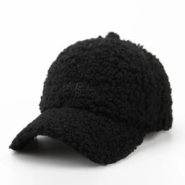 Women's Winter Baseball Cap - Paris Letter Velvet Snapback