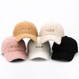 Women's Winter Baseball Cap - Paris Letter Velvet Snapback