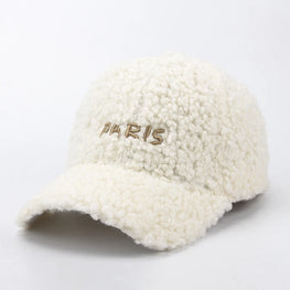 Women's Winter Baseball Cap - Paris Letter Velvet Snapback