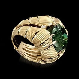 Alloy Ring with Single-Grain Inlaid Water Drop Main Stone 5x7mm Size Adjustable Fashion Jewelry