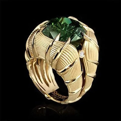Alloy Ring with Single-Grain Inlaid Water Drop Main Stone 5x7mm Size Adjustable Fashion Jewelry
