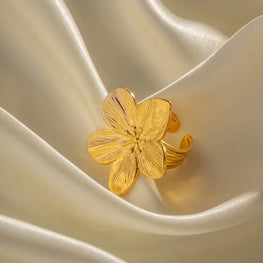 2023 New Stainless Steel Flower Ring For Women Simple Temperament Party Fashion Trendy Charm Waterproof Jewelry