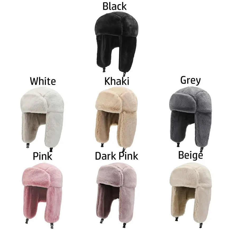 Men Women Thick Plush Bomber Hat Winter Hat Trapper Hats Warm Russian Ushanka Snow Caps Earflap Bonnet