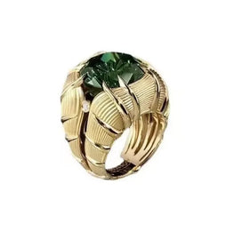 Alloy Ring with Single-Grain Inlaid Water Drop Main Stone 5x7mm Size Adjustable Fashion Jewelry