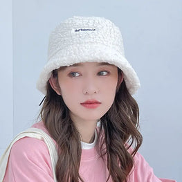 Kids Winter Bucket Hat – Warm Lamb Wool Fisherman Cap