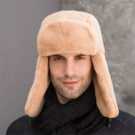 Men Women Thick Plush Bomber Hat Winter Hat Trapper Hats Warm Russian Ushanka Snow Caps Earflap Bonnet
