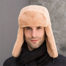 Men Women Thick Plush Bomber Hat Winter Hat Trapper Hats Warm Russian Ushanka Snow Caps Earflap Bonnet