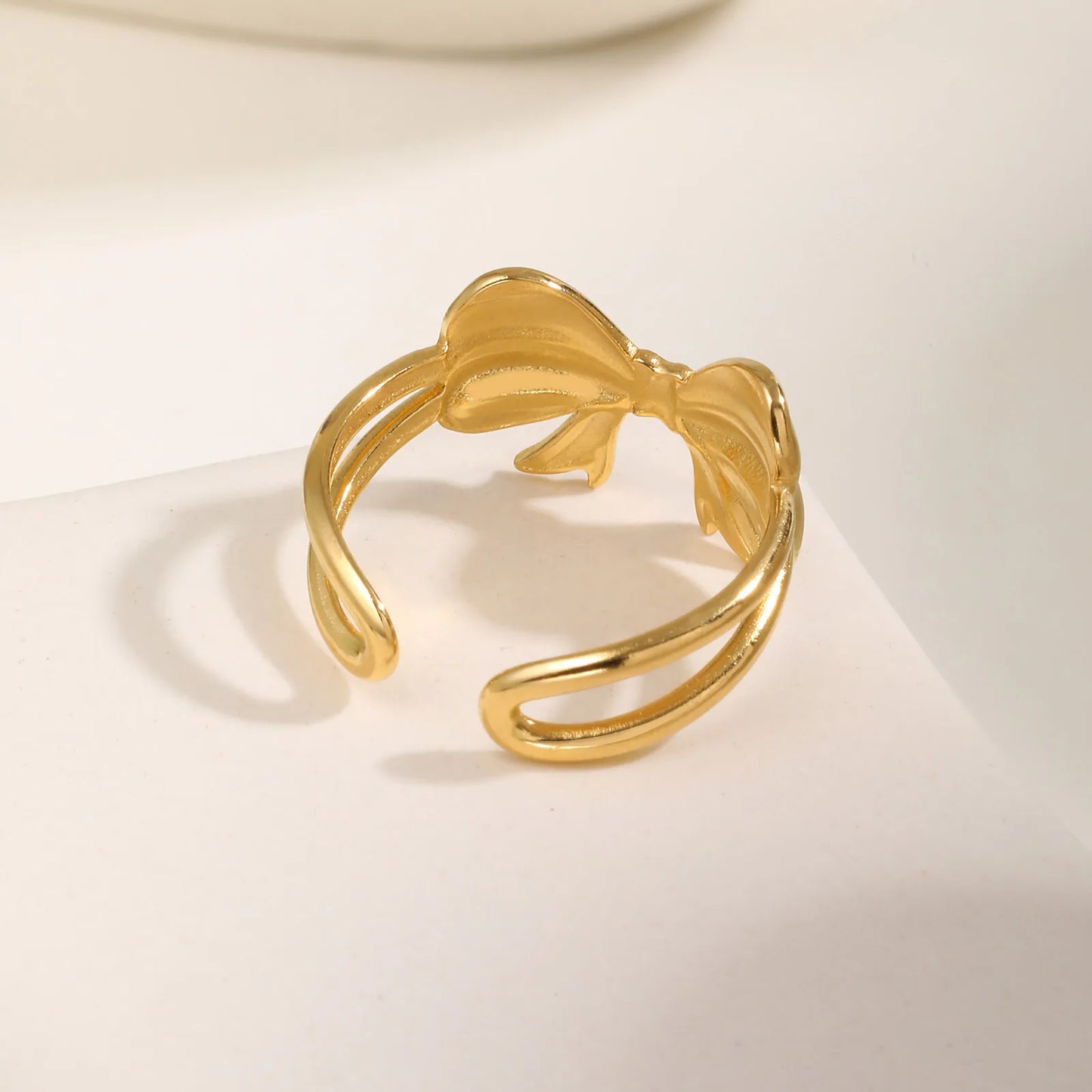 Vnox Stainless Steel Open Ring,Minimalist Irregular Bow Star Sunflower Plant Elements Curved Ring,Finger Jewelry Cute Gifts