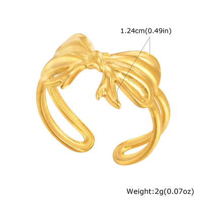 Vnox Stainless Steel Open Ring,Minimalist Irregular Bow Star Sunflower Plant Elements Curved Ring,Finger Jewelry Cute Gifts