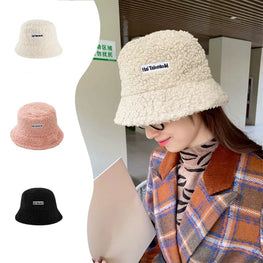 Kids Winter Bucket Hat – Warm Lamb Wool Fisherman Cap
