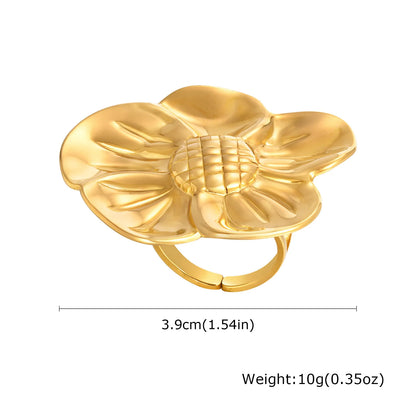 Vnox Stainless Steel Open Ring,Minimalist Irregular Bow Star Sunflower Plant Elements Curved Ring,Finger Jewelry Cute Gifts