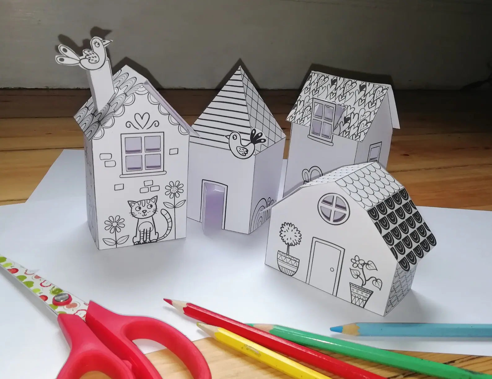 Printable Paper Houses for Kids | Cut, Color & Create Craft Activity