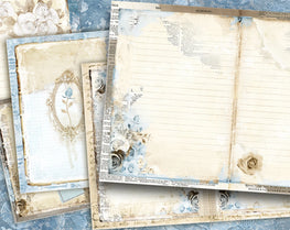 Blank Lined Journal Pages, Junk Journal Kit, Basic Papers, Printable Shabby Pages,Rose Paper Vintage, Collage sheet,Scrapbook Paper, Digital