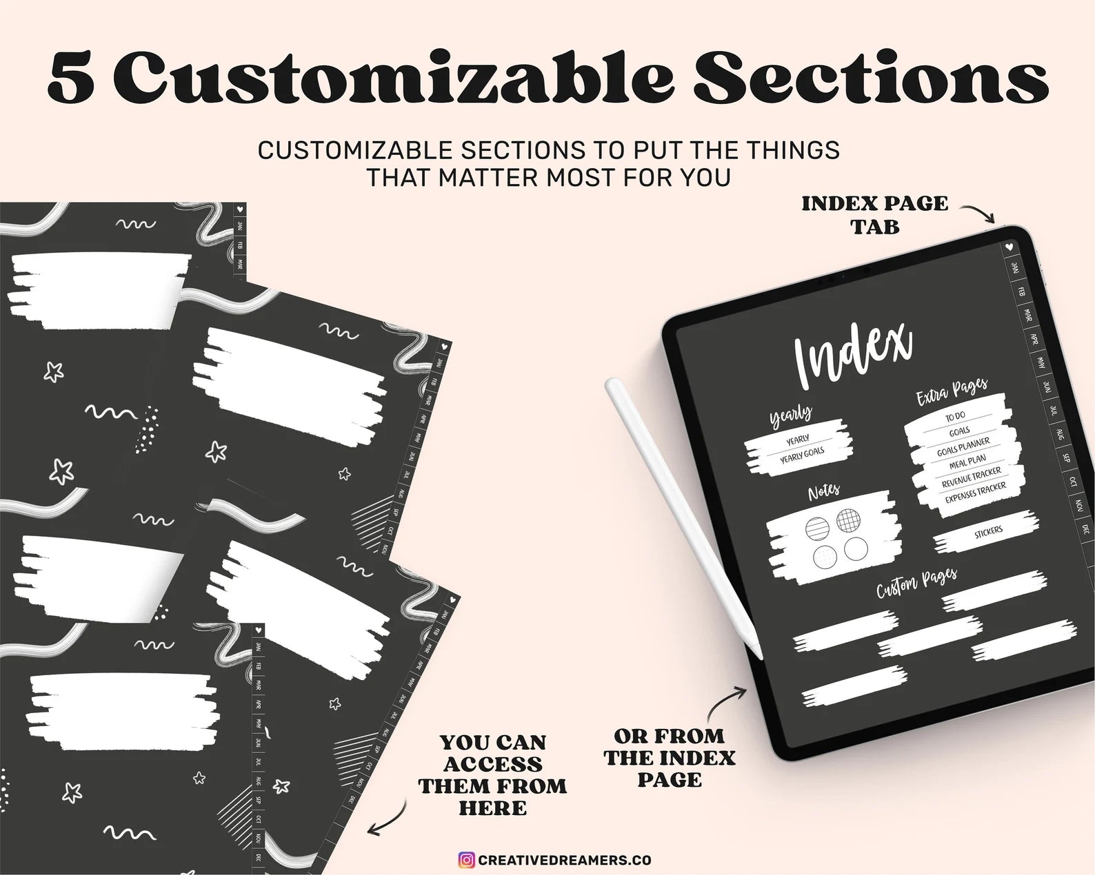 Digital Planner Goodnotes, Dark Digital Planner, Undated Digital Planner, Digital iPad Planner, Notability Planner, Goodnotes Planner