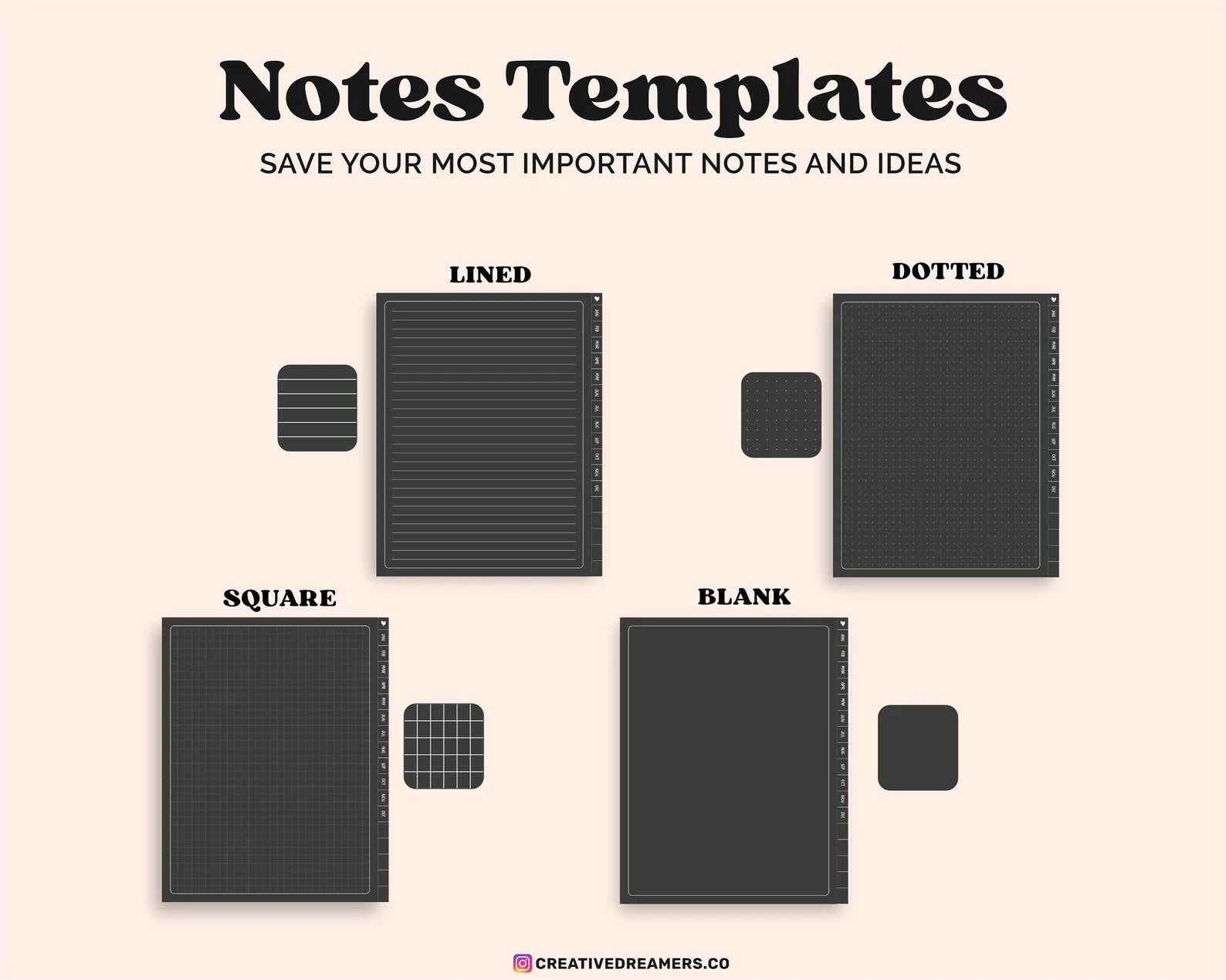 Digital Planner Goodnotes, Dark Digital Planner, Undated Digital Planner, Digital iPad Planner, Notability Planner, Goodnotes Planner