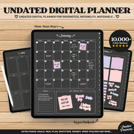 Digital Planner Goodnotes, Dark Digital Planner, Undated Digital Planner, Digital iPad Planner, Notability Planner, Goodnotes Planner