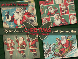 Retro santa printful junkjournal paper Christmas vintage digital downloaded Retro papers Santa junkjournal Christmas clause gifted Comic art