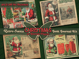 Retro santa printful junkjournal paper Christmas vintage digital downloaded Retro papers Santa junkjournal Christmas clause gifted Comic art