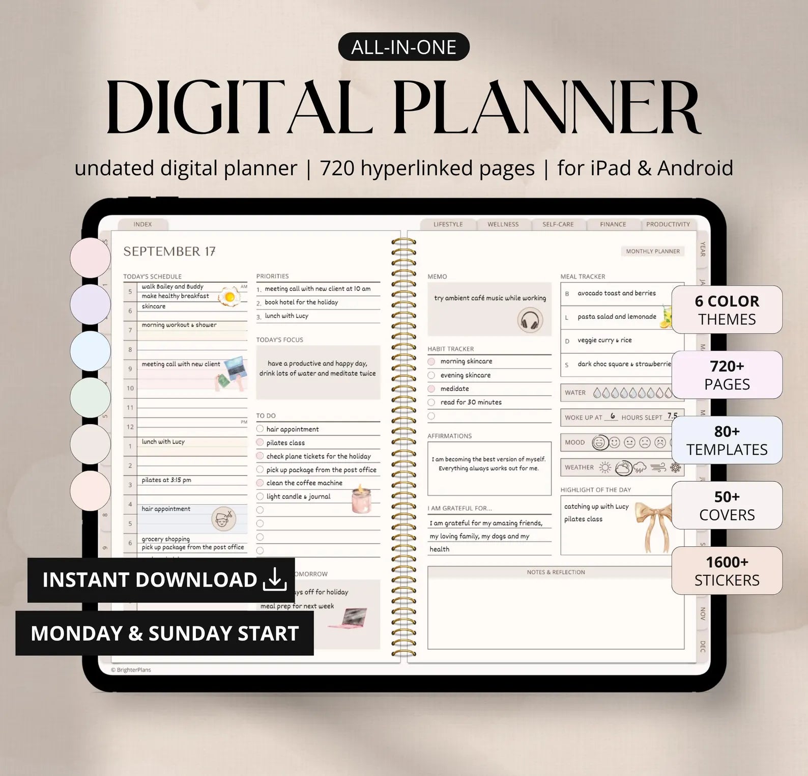 Undated Digital Planner for iPad & Android