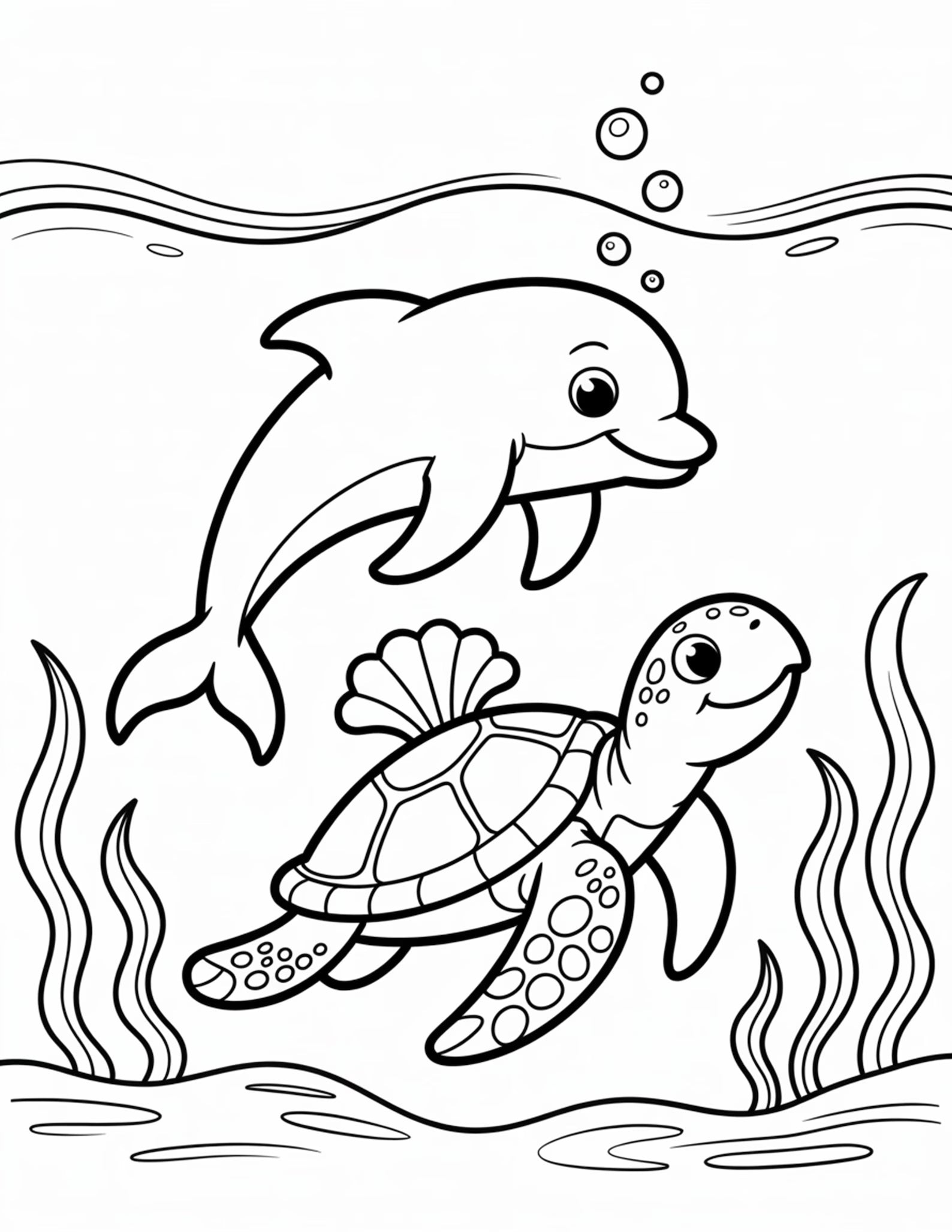 100 Cute Ocean Animals Coloring Page