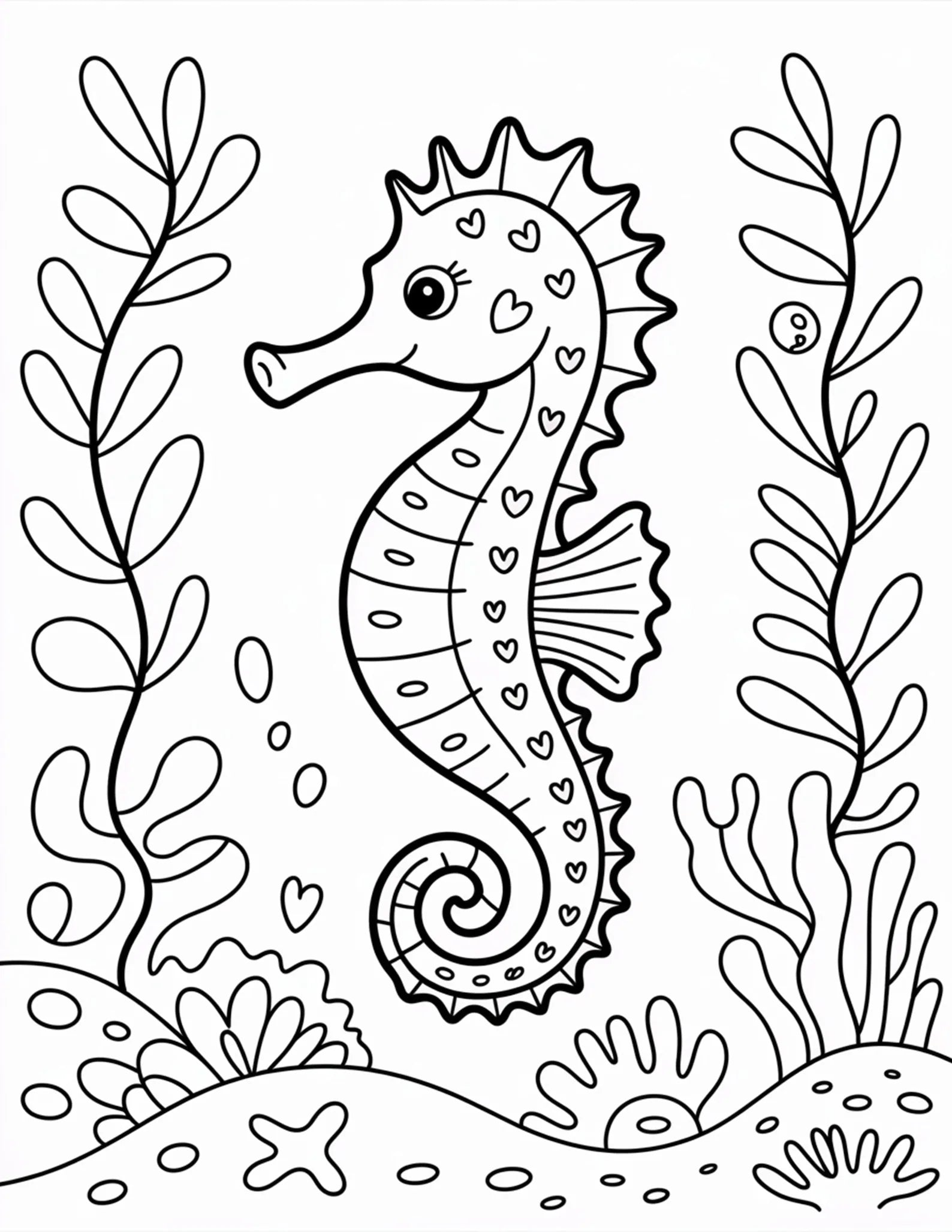 100 Cute Ocean Animals Coloring Page
