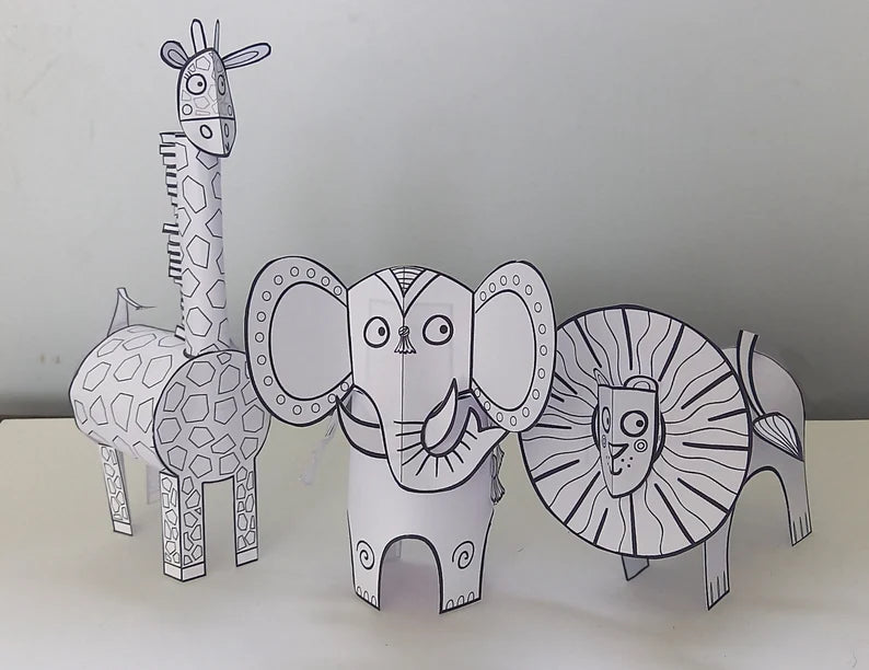 Printable Animal Crafts | Coloring & Cutting Activity for Kids