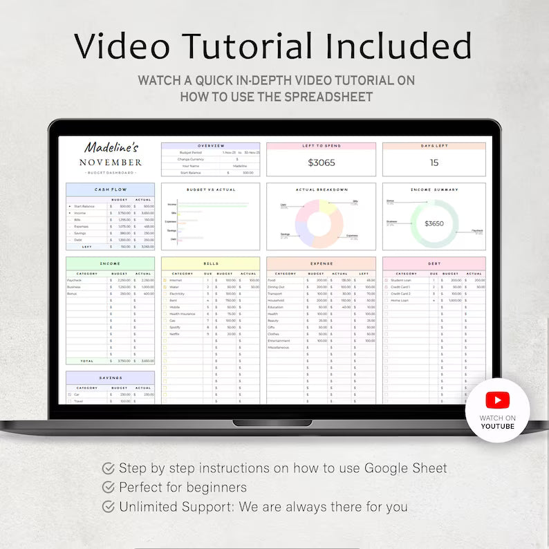Budget Planner Google Sheet Monthly Budget Spreadsheet Paycheck Budget Template Simple Weekly Financial Planner Beginners Biweekly Budgeting