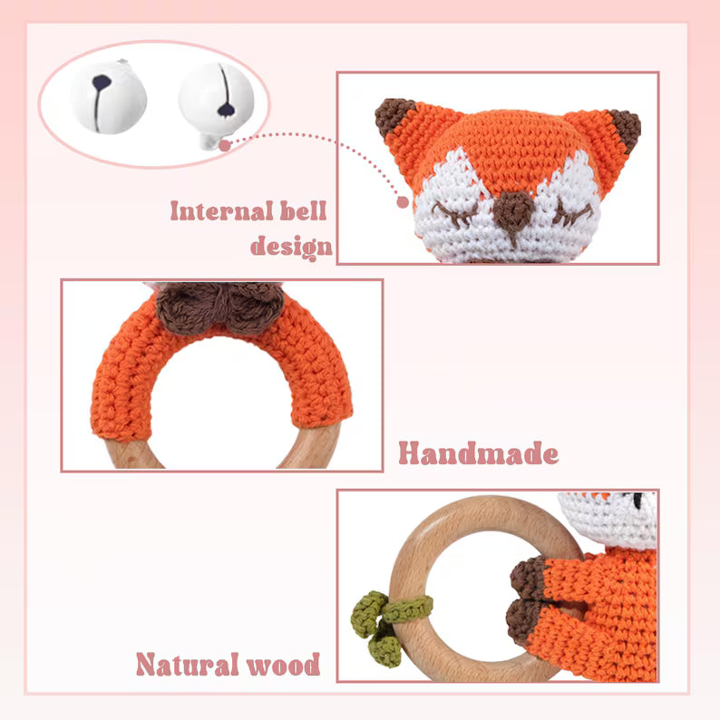 Personalized Crochet Baby Rattle Toy for Girls and Boys, Animal Crochet Baby Rattle, Baby Shower Gift, Baby Rattle Grasping Toy,Newborn Gift