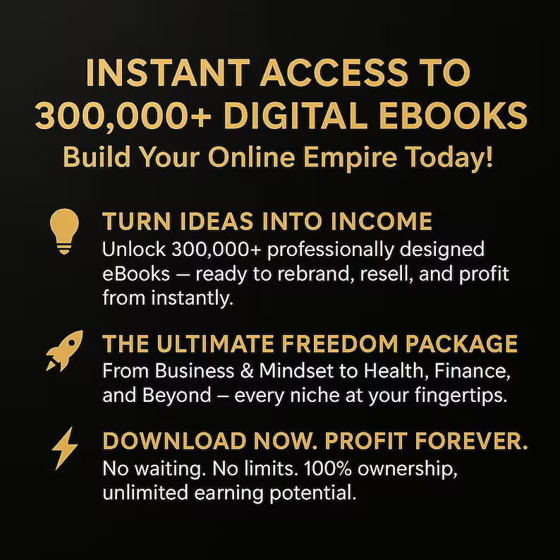300,000+ Ebooks Mega Bundle PLR & MRR Resellable eBooks (Digital Download)