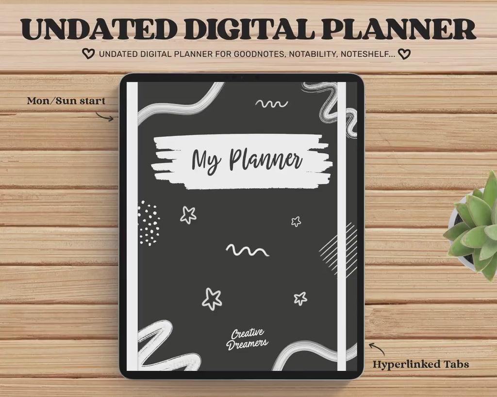 Digital Planner Goodnotes, Dark Digital Planner, Undated Digital Planner, Digital iPad Planner, Notability Planner, Goodnotes Planner