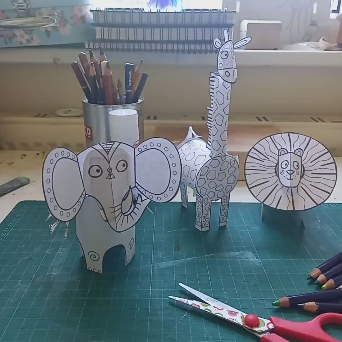 Printable Animal Crafts | Coloring & Cutting Activity for Kids
