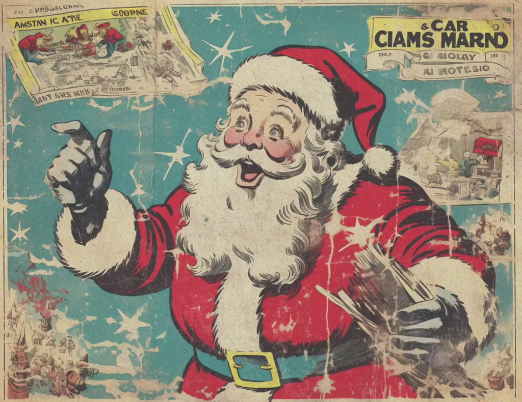 Retro santa printful junkjournal paper Christmas vintage digital downloaded Retro papers Santa junkjournal Christmas clause gifted Comic art